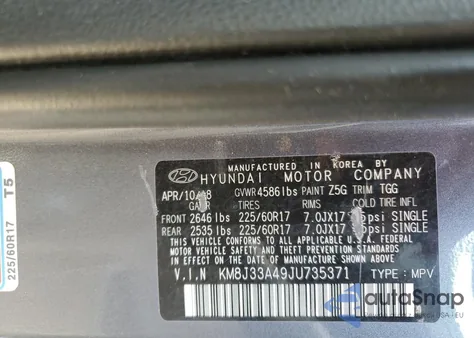 2018 Hyundai Tucson Sel из США, поврежденный, VIN KM8J33A49JU735371